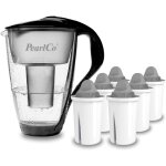 Carafe avec filtre a eau en verre - noir - 6 cartouches protect + classic incluse (compatible avec brita ...