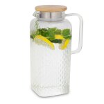 Carafe - klarstein glaswerk livenza - 2 l - couvercle en bois de chne - en verre borosilicat - filtre ...