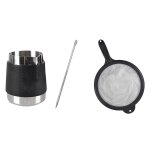Carafe a mousse en acier inoxydable de 350ml, avec stylo d�coratif, passoire pour feuille de th�, farine, ...