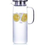 Carafe en verre el�gante avec couvercle inox 2l