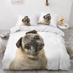 Carlin housse de couette x imprim�� d chien parure de lit personnes ado fille enfants microfibre literie ...