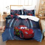 Cars housse de couette lightning mcqueen d motif imprim�� parure de lit en microfibre avec fermeture ...