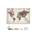Carte du monde tableau p�le - m�le en li�ge et toile avec punaises d�coration murale 90 x 60 cm design ...