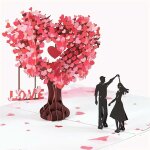 Carte de saint - valentin 3d en forme d'arbre en forme de coeur, carte de v?ux st�r�o duo dance, carte ...