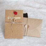 Cartes de v�ux vintage en papier kraft, bricolage cr�atif, fleurs s�ch�es � la main, cartes de v�ux ...