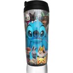 Cartoon stitch cute dog travel coffee mugs double wall vacuum tumblers insulated thermos mug - 12 oz