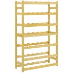 Casier bouteilles vin 42 bouteilles - rack a bouteille en bois 7 niveaux - range bouteille pin verni
