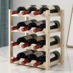 Casier a vin range bouteilles horizontal 4 etages pour 12 bouteilles en bois etagre a bouteilles de ...