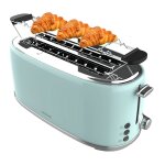Cecotec toast&taste 1600 retro double blue 4 - slice toaster. 1630 w, 2 wide and long slots of 3. 8 cm, ...