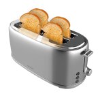 Cecotec toast&taste 1600 retro double stainless steel 4 - slice toaster. 1630 w, 2 wide and long slots ...