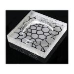 Cendrier carr� en verre grav� galets