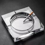 Cendrier de forme carre en verre de cristal, accessoire pour fumer des cigares, noir, or, transparent, ...