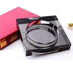 Cendrier de forme carre en verre de cristal, accessoire pour fumer des cigares, noir, or, transparent, ...