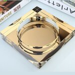 Cendrier de forme carre en verre de cristal, accessoire pour fumer des cigares, noir, or, transparent, ...