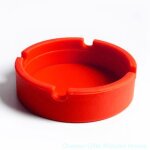 Cendrier en silicone souple incassable rond rouge