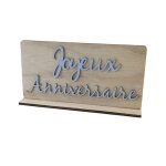 Centre de table anniversaire bois 20x10. 5cm bleu
