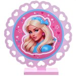 Centre de table bois poupee mode 19. 5x4x19cm rose