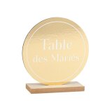 Centre de table bois rond table maries 12. 5cm or