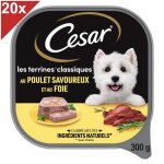 Cesar barquette de terrine au poulet - pour chien - 300g (x20)