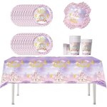 Cfrx - 61 pices de vaisselle de chteau de princesse, vaisselle de table purple carriage, vaisselle ...