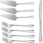 Cfrx - 8 pices ensemble de couverts, pelle a tarte, pelle a gteau dentele en acier inoxydable, couteaux ...
