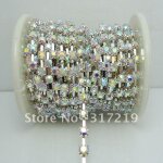 Cha�ne de tasse en pierres de cristal, base en argent ss10, couleur ab, 10 m�tres / rouleau / lot, vente ...