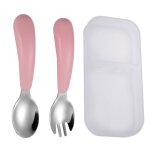 Chant rose - assiette de voiture pour enfants en acier inoxydable 304, cuillre fourchette bb divis ...