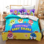 Chaose - ukb parure de lit 3 pieces en coton bross� 120 fibres longues, motif requin, housse de couette ...