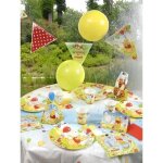 Chapeaux en carton - winnie l'ourson - lot de 6 - jaune - d�coration de f�te - mixte