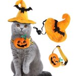 Chapeau a col de chat citrouille mignon, ensemble de dcoration de fte d'halloween pour animaux de compagnie, ...