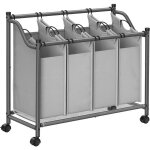 Chariot � linge 4 sacs amovibles, gris