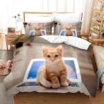 Chat animaux housse de couette enfant x + x taies d'oreiller xcm housse de couette enfant microfibre ...