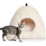 Chat lit coussin pour chat avec oreiller doux lit de chat panier lit pour chat lavable en tissu peluche ...