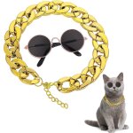 Chat lunettes de soleil cha�ne en or costume d�corations chat protection uv classique r�tro chiot r�tro ...