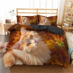Chat mignon housse de couette animal chat literie ensemble de literie parure de lit microfibre avec taies ...