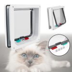 Chatire trappe blanc grande taille l (25cm x 23. 5cm) pet mate quatre modes a verrouillage porte chatpetit ...