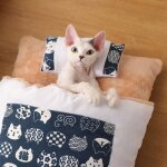 Chaud animal de compagnie chien grotte lit doux polaire lavable tapis tampons amovibles pour chats chiot ...