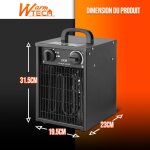 Chauffage d'atelier 2000w avec thermostat - warm tech