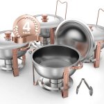 Chauffe - plat - vevor - 4pcs - 4, 6 l - buffet chauffant rond - réchaud en acier inoxydable - avec couvercle ... Chauffe - plat - vevor - 4pcs - 4, 6 l - buffet chauffant rond - réchaud en acier inoxydable - avec couvercle ...