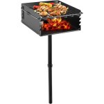 Checarzhn - - no1 - barbecue a charbon de bois en acier au carbone, grille inox surface de cuisson plaque ...