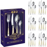 Checarzhn - - no1 - ensemble de couverts argentés, dorés, argentés, plats, 24 pièces, service moderne ... Checarzhn - - no1 - ensemble de couverts argentés, dorés, argentés, plats, 24 pièces, service moderne ...