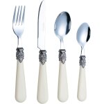 Checarzhn - - no1 - ensemble de couverts crème ivoire 16 pcs, acier inoxydable avec poignée détaillée, ... Checarzhn - - no1 - ensemble de couverts crème ivoire 16 pcs, acier inoxydable avec poignée détaillée, ...