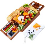 Checarzhn - - no1 - ensemble de plateau de fromage en bois d'acacia , plateau de fromage carr avec ensemble ...