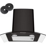 Checarzhn - - no1 - hotte aspirante en verre incurv de 60 cm - 650 m / h - noire - avec 3 vitesses ...