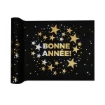 Chemin de table annee champagne 28cmx3m noir