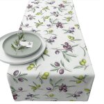 Chemin de table en coton olives 40 x 150 cm