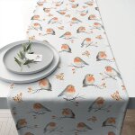 Chemin de table en coton robin family 40 x 150 cm