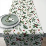 Chemin de table en coton verdure d'hiver 40 x 150 cm