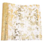 Chemin de table elégant en maille dorée pour mariages et evénements ¿ décoration de table en polyester ... Chemin de table elégant en maille dorée pour mariages et evénements ¿ décoration de table en polyester ...