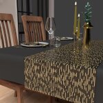 Chemin de table festif imprim� 40x180 cm gold noir, par soleil d'ocre